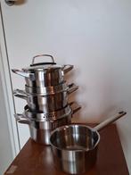 Gloednieuwe RVS pannenset, Huis en Inrichting, Keuken | Potten en Pannen, Ophalen, Nieuw, Rvs, Pannenset