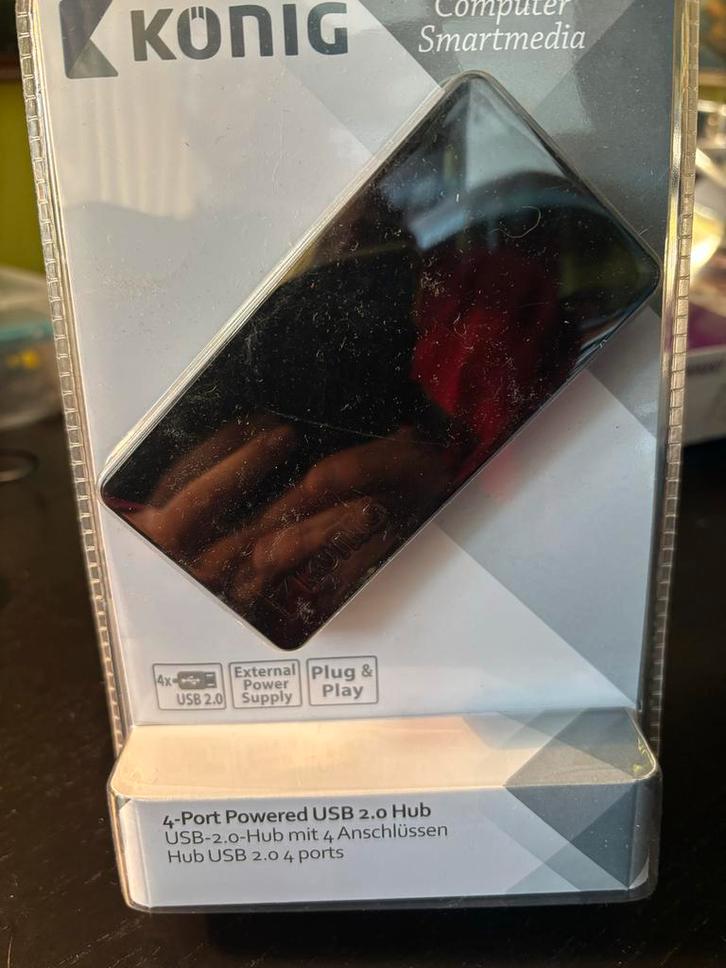 König 4-Poorts USB 2.0 Hub - Nieuw in Verpakking, Computers en Software, Overige Computers en Software, Nieuw, Ophalen of Verzenden