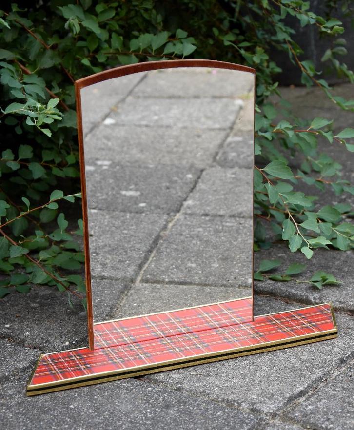 Vintage Spiegel met Planchet (Schotse ruit), Huis en Inrichting, Woonaccessoires | Spiegels, Gebruikt, Minder dan 50 cm, Minder dan 100 cm