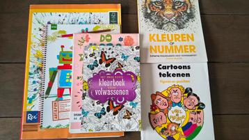 Partij (kleur) boeken diverse tekenblokken klein/groot beschikbaar voor biedingen
