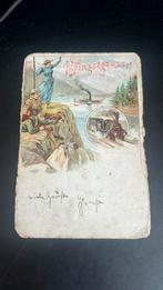 Pinksteren iluustratie met trein boot natuur, Ophalen of Verzenden, Voor 1920, Gelopen, Feest(dag)