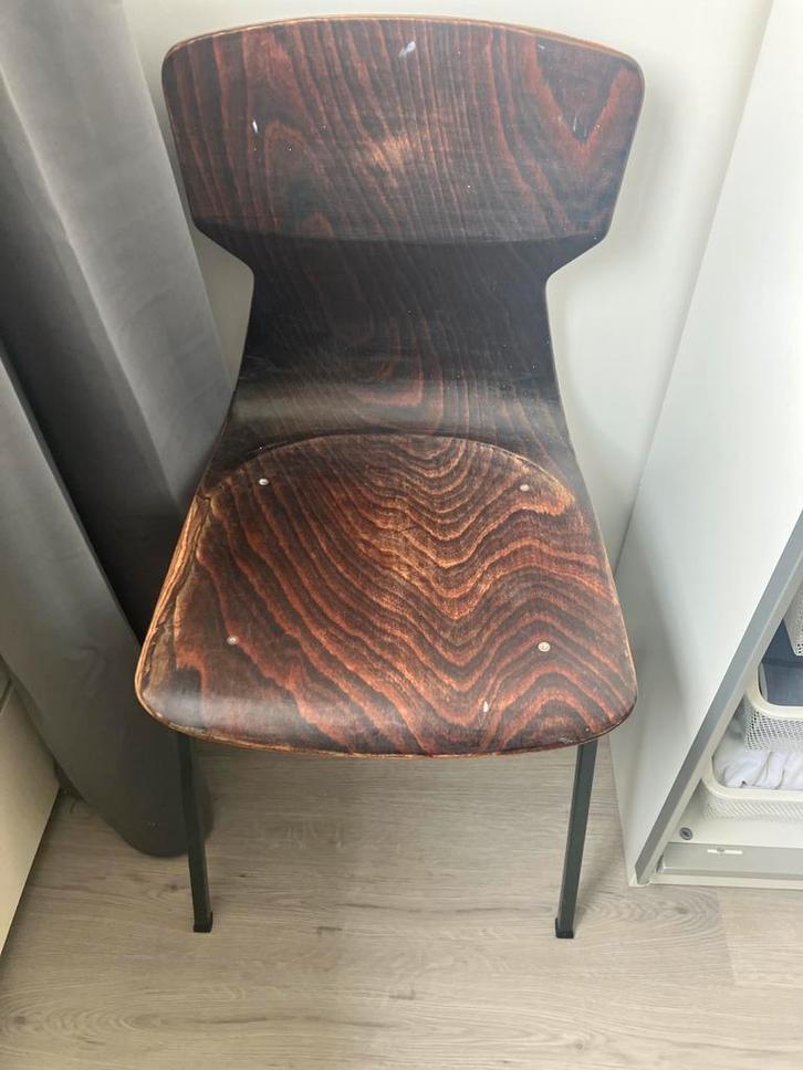 Vintage Eromes Kitchen Stoel, Huis en Inrichting, Stoelen, Gebruikt, Eén, Hout, Bruin, Ophalen