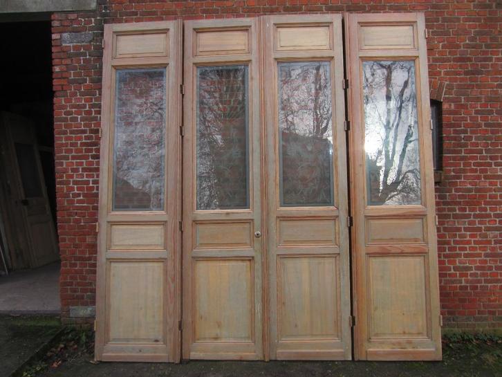 293(of260)hx280br Vierdelige deurenset prachtig ge-etst glas, Antiek en Kunst, Antiek | Kantoor en Zakelijk, Ophalen