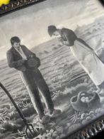 Vintage Wanddecoratie - Boerderijtafereel, Antiek en Kunst, Kunst | Schilderijen | Klassiek, Ophalen of Verzenden