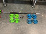 Halterstang halter stang met gewichten 30 mm, Sport en Fitness, Fitnessmaterialen, Gebruikt, 30 mm, Halterstangen, Met schijven