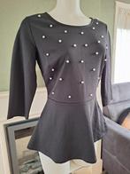 Mint & Berry peplum parel zwarte top M 38 gratis verz in NL, Maat 38/40 (M), Verzenden, Zo goed als nieuw, Lange mouw