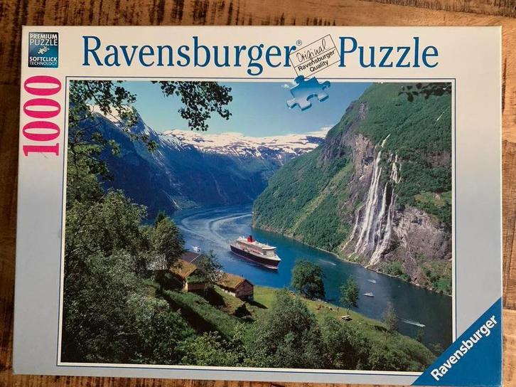 Puzzel Ravensburg  1000 stukjes Noorwegen Fjord, Hobby en Vrije tijd, Denksport en Puzzels, Zo goed als nieuw, 500 t/m 1500 stukjes