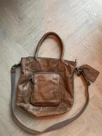 Bruine leren handtas (cowboysbag), Ophalen of Verzenden, Gebruikt, Bruin, Handtas
