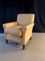 Art Deco fauteuil in creme kleurig leer, Huis en Inrichting, Fauteuils, Ophalen, Gebruikt, Art Deco / Klassiek, 75 tot 100 cm