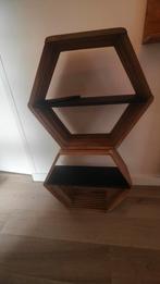 Hexagon wandrekken teak hout 2 stuks, Ophalen, Zo goed als nieuw