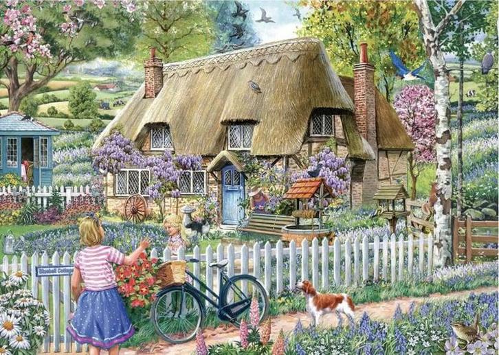 House of Puzzles - Blue Bell Cottage - 1000 stukjess, Hobby en Vrije tijd, Denksport en Puzzels, Nieuw, Legpuzzel, 500 t/m 1500 stukjes