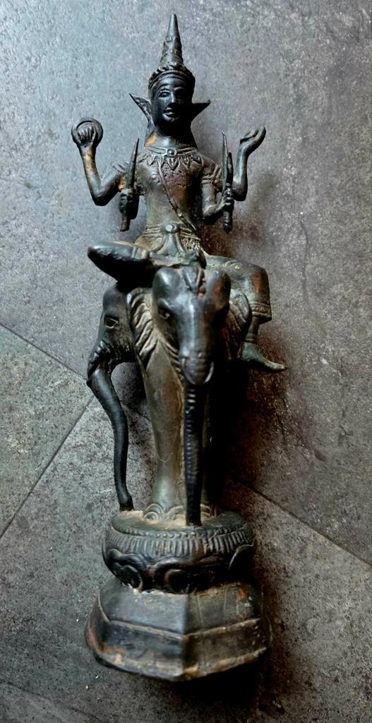 Aniek Bronzen beeld Indra op Erawan (Airavata), Antiek en Kunst, Antiek | Koper en Brons, Ophalen of Verzenden