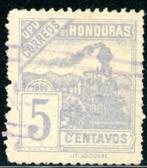 Honduras 87-Ix - Locomotief, Ophalen of Verzenden, Midden-Amerika, Gestempeld