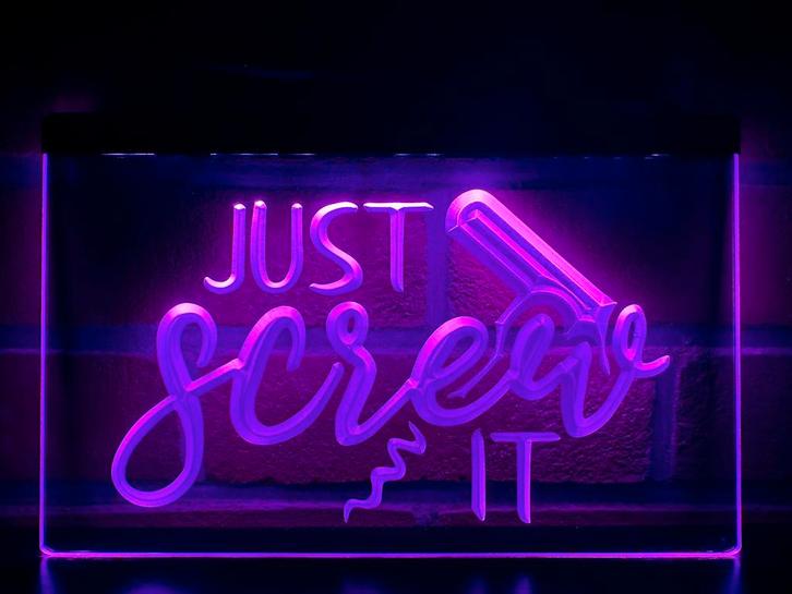 Led Lichtbord JUST SKREW IT 3d neon look, Huis en Inrichting, Lampen | Overige, Nieuw, Ophalen of Verzenden