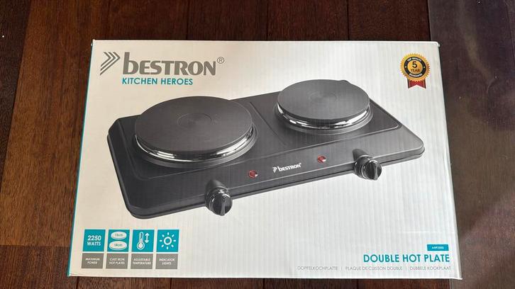 Bestron AHP250D kookplaat zwart, Witgoed en Apparatuur, Kookplaten, Nieuw, Vrijstaand, Elektrisch, 3 kookzones of minder, Ophalen