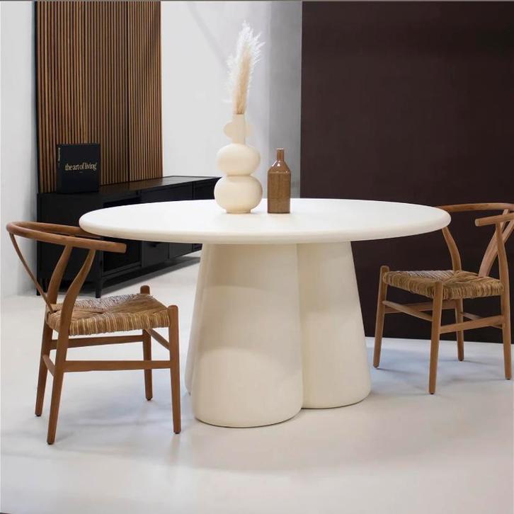 Eettafel Boaz Rond Beige 150cm - Giga Meubel, Huis en Inrichting, Tafels | Eettafels, Gebruikt, 100 tot 150 cm, 100 tot 150 cm