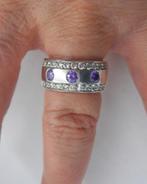 Mooie zilveren Zinzi ring met stenen maat ruim 17 nr.143, Sieraden, Tassen en Uiterlijk, Ringen, 17 tot 18, Ophalen of Verzenden