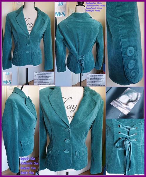 M&S zeegroene velours/fluwelen colbert maat 38 nieuw, Kleding | Dames, Jasjes, Kostuums en Pakken, Nieuw, Kostuum of Pak, Maat 38/40 (M)