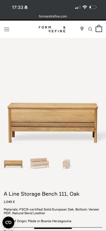 Form & Refine, A Line Storage Bench 111, solid european oak beschikbaar voor biedingen