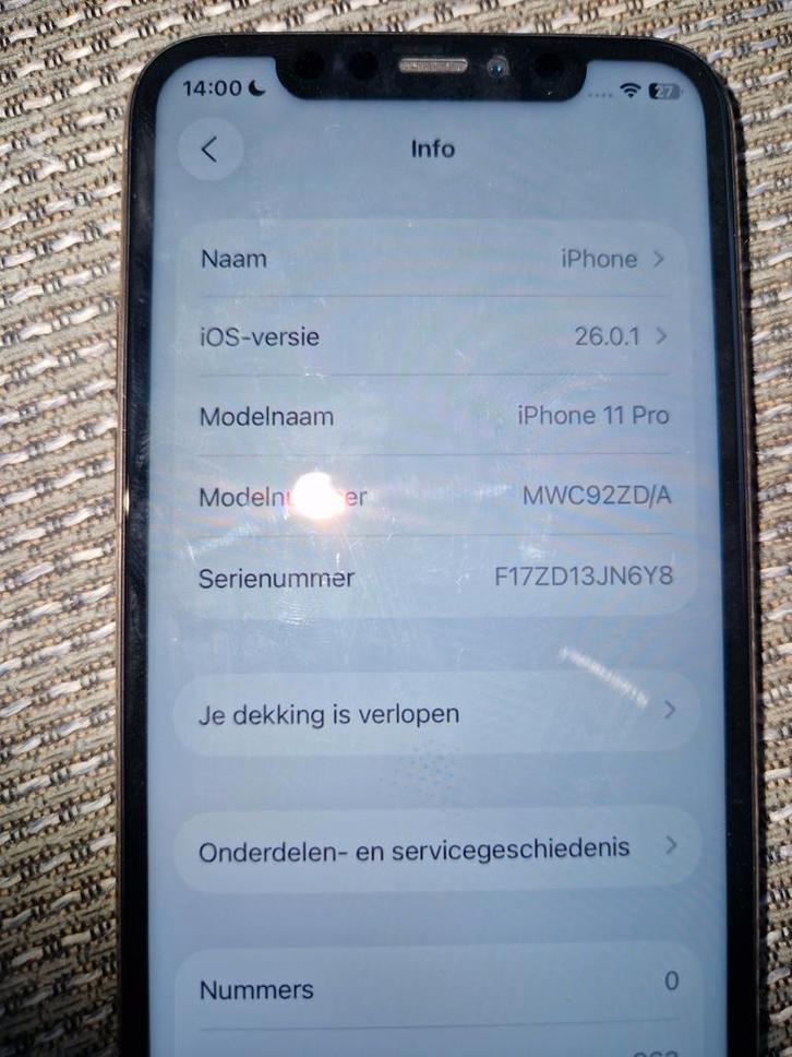 iPhone 11 Pro (Defect) - Onderdelen of Reparatie, Telecommunicatie, Mobiele telefoons | Apple iPhone, Gebruikt, 256 GB, Zonder abonnement