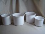 4 witte rechte aardewerken bloempotten jaren 80-90, Tuin en Terras, Gebruikt, Rond, Binnen, Ophalen of Verzenden