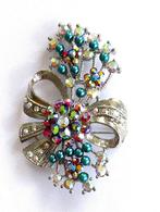 Mooie kristallen broche strikje., Ophalen of Verzenden, Nieuw, Zilver, Overige materialen