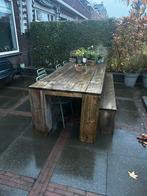 Steigerhouten tuintafel met bank, Ophalen, Gebruikt, Meer dan 8 zitplaatsen, Steigerhout