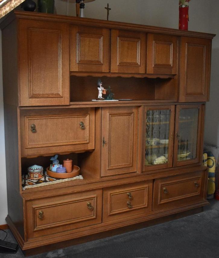 Fineer eiken kamerkast (jaren '70 stijl) - Veel opbergruimte, Huis en Inrichting, Kasten | Boekenkasten, Gebruikt, 200 cm of meer