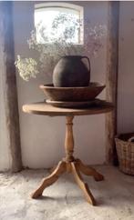 Landelijke wijntafel - bijzettafeltje - rond -oud,sober, Rond, Nieuw, Ophalen of Verzenden, Landelijk