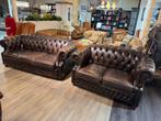 originele chesterfield bankstel 3+2 zits bruin Winchester, Ophalen of Verzenden, Gebruikt