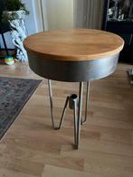 Bijzet tafel, metaal en hout, hoog 60cm/doorsnee 40cm., Ophalen