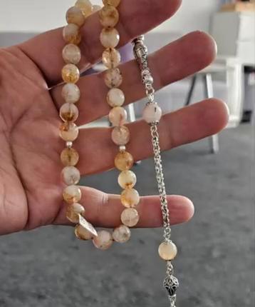 Citrien Steen Tesbih DOĞAL TAŞ TESBIH VE BİLEKLİK SİTRİN  beschikbaar voor biedingen