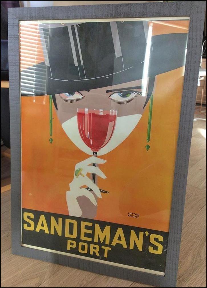 SANDEMAN Port ART DECO Poster Affiche in Frame, Verzamelen, Retro, Huis en Inrichting, Verzenden