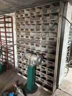 Houten industrieel rek, wandrek met bakjes, Antiek en Kunst, Ophalen