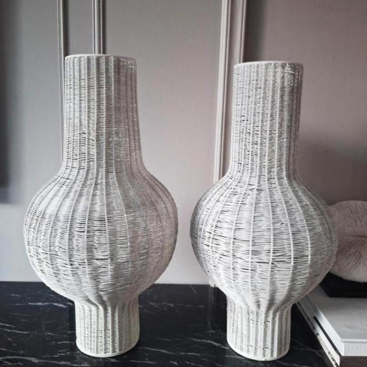 Light & Living metalen draad vazen 2x groot wit, Ophalen, Overige materialen, Wit, Nieuw