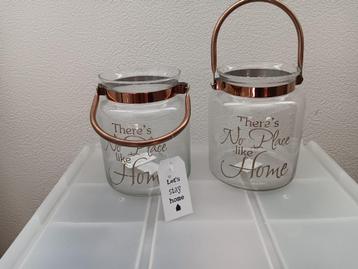 mooie nieuwe glazen vaas/windlicht met tekst beschikbaar voor biedingen