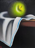A.J. Oppedijk (XX) - Granny Smith op theedoek, Antiek en Kunst, Kunst | Schilderijen | Klassiek, Ophalen of Verzenden
