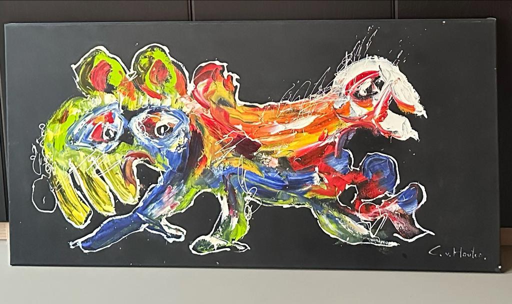 Abstract schilderij van Caspar van Houten, Antiek en Kunst, Ophalen