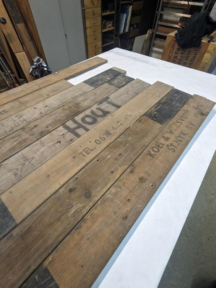 35x Planken sloophout meubelhout geverfdhout, Doe-het-zelf en Verbouw, Plinten en Afwerking, Gebruikt, Plinten, Mdf, Ophalen