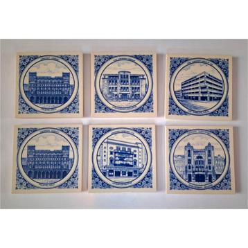 set van 6 Delftsblauw stijl tegels/onderzetters  beschikbaar voor biedingen