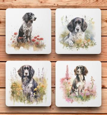 Munsterlander Aquarel onderzetters met houder beschikbaar voor biedingen