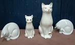 4 keramische witte katten, Verzamelen, Beelden en Beeldjes, Gebruikt, Ophalen of Verzenden