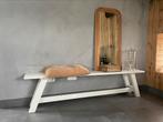 White wash / wit (hal) bankje, Huis en Inrichting, Tafels | Sidetables, 25 tot 50 cm, 150 tot 200 cm, Rechthoekig, Ophalen of Verzenden