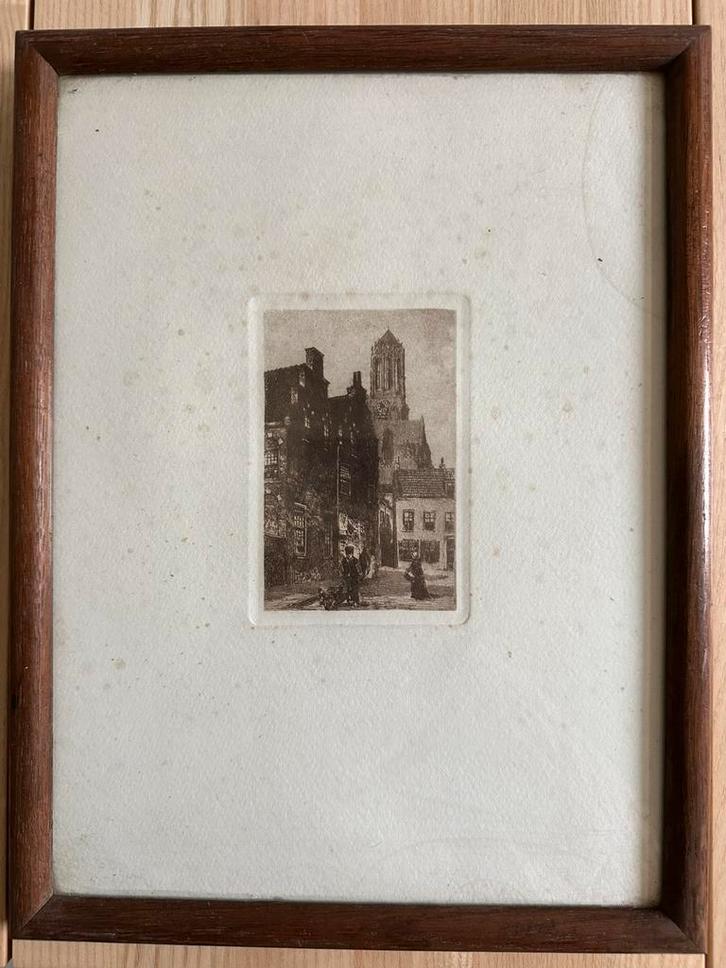 Ets van C. Brandenburg Palingstraat in Dordrecht, Antiek en Kunst, Kunst | Schilderijen | Klassiek, Ophalen of Verzenden