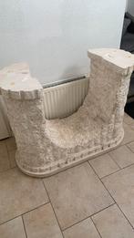 Fossiel stenen tafel met ovale glasplaat, Huis en Inrichting, Overige materialen, 125 cm of meer, Ophalen of Verzenden, Zo goed als nieuw