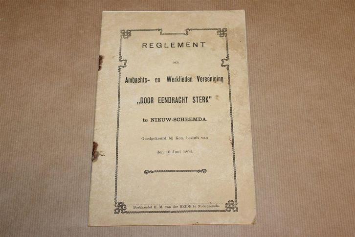 Reglement Werkliedenver. Nieuw Scheemda [1898] — Zeldzaam, Boeken, Geschiedenis | Stad en Regio, Gelezen, Ophalen of Verzenden