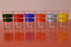 Set van 6 retro vintage Italy glazen met funky streepdecor, Glas of Glazen, Nieuw, Ophalen of Verzenden, Glas