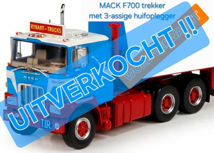 MACK F700 trekker met 3-assige huifoplegger "Rynart", Hobby en Vrije tijd, Modelauto's | 1:50, Nieuw, Bus of Vrachtwagen, Tekno