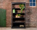 Rootsmann vintage boekenkast zwart - hout, Huis en Inrichting, Ophalen, 100 tot 150 cm, 200 cm of meer, Zo goed als nieuw