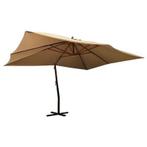 Zweefparasol met houten paal 400x300 cm taupe gratis bezorgd, Nieuw, Kantelbaar, Zweefparasol, Ophalen of Verzenden